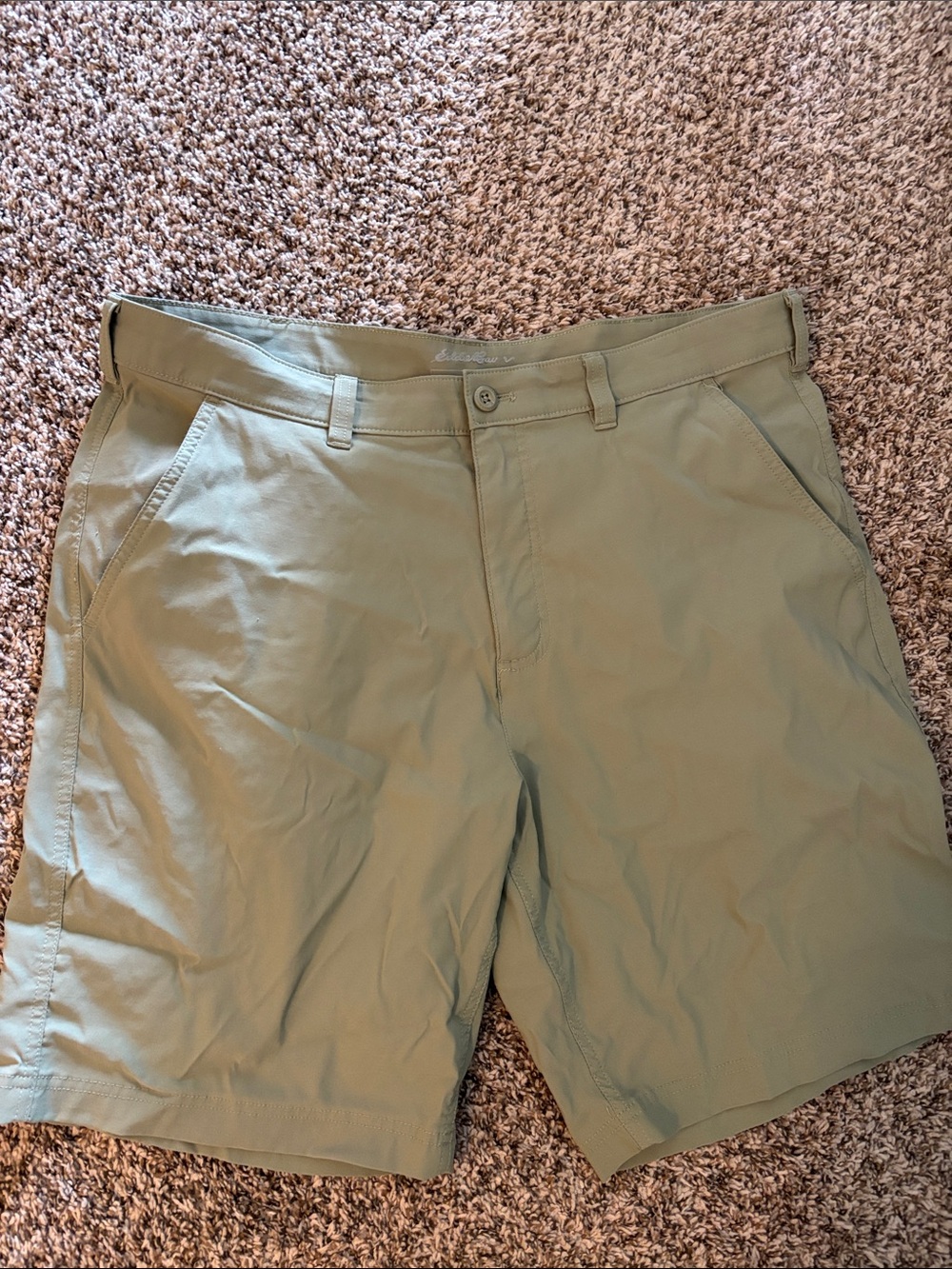 Eddie Bauer Men's Olive Utility Flat-Front Shorts